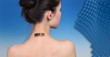 girl with a bar code on her neck girl with a bar code on her neck