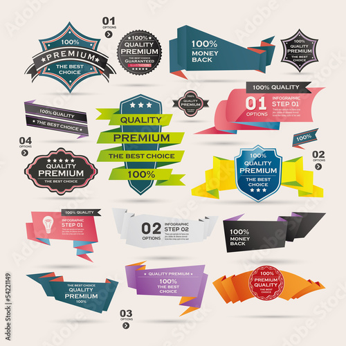Vector: Set of Retro ribbons and labels ,Origami banners Set of Retro ribbons and labels ,Origami banners