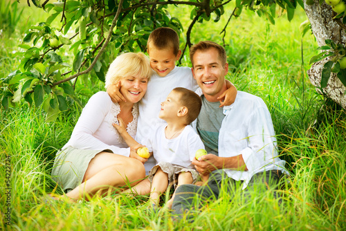 Photo: Happy Big Family Outdoors Having Fun Happy Big Family Outdoors Having Fun