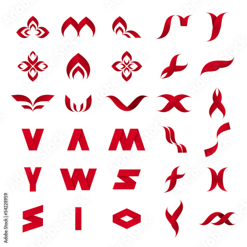 Vector: vector collection of abstract red icons vector collection of abstract red icons