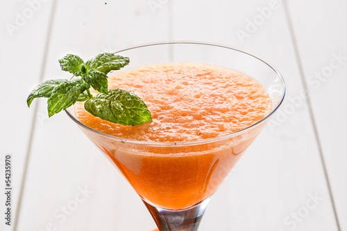 Photo: Mousse di melone e menta, close-up Mousse di melone e menta, close-up