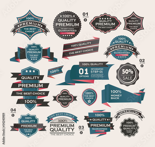 Vector: Set Of Vintage labels ribbon , retro style . design elements. Set Of Vintage labels ribbon , retro style . design elements.