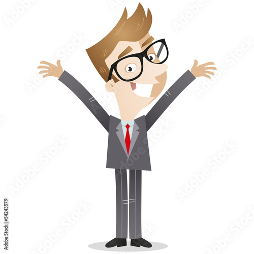 Vector: Businessman, happy, standing, open arms, welcome Businessman, happy, standing, open arms, welcome