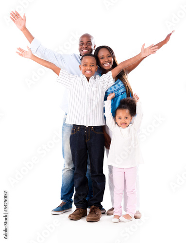 Photo: Happy family with arms up Happy family with arms up