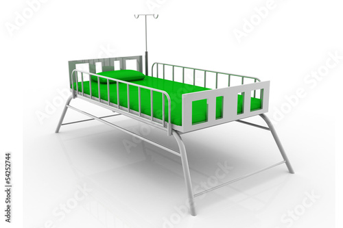 Illustration: Hospital bed rendered modern isolated Hospital bed rendered modern isolated
