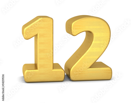 Illustration: zahl cipher 12 gold vertikal zahl cipher 12 gold vertikal