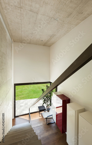 Photo: Modern villa, interior, view from the staircase Modern villa, interior, view from the staircase