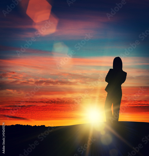 Photo: silhouette sun woman silhouette sun woman