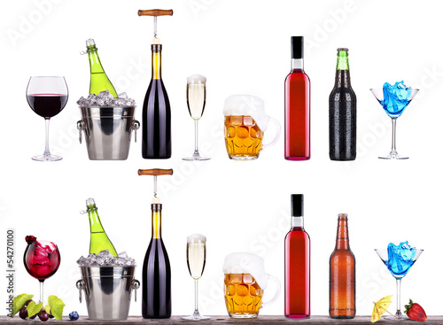 Photo: red wine, champagne, beer, alcohol cocktail red wine, champagne, beer, alcohol cocktail