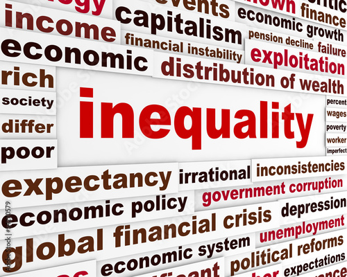 Illustration: Inequality creative words concept Inequality creative words concept