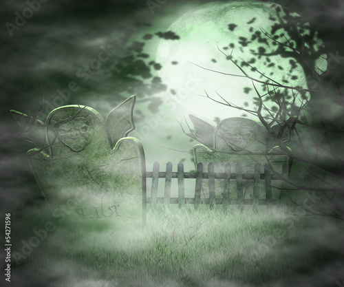 Illustration: Scary Graveyard Background Scary Graveyard Background