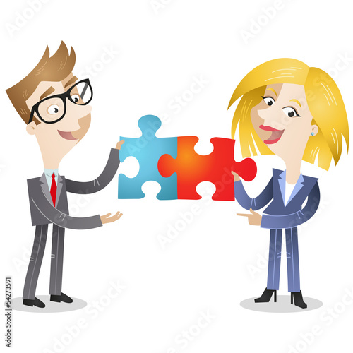 Vector: Business people, jigsaw puzzle, solution, teamwork Business people, jigsaw puzzle, solution, teamwork