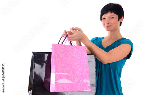 Photo: Frau mit Einkaufstüten Frau mit Einkaufstüten
