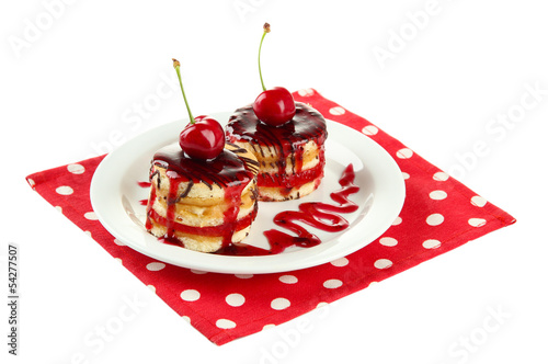 Photo: Tasty biscuit cakes with jam and berries Tasty biscuit cakes with jam and berries