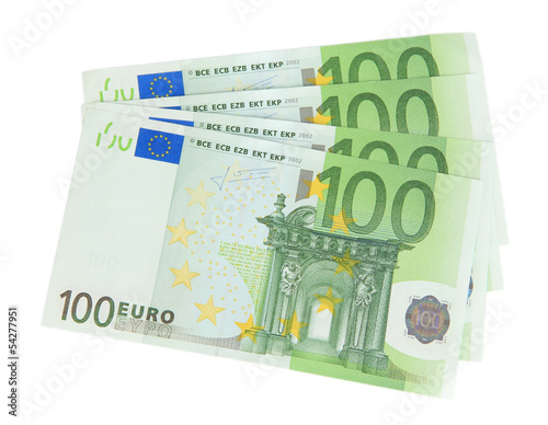 Photo: Euro banknotes isolated on white Euro banknotes isolated on white