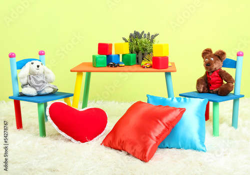 Photo: Modern child's room with equipment and toys Modern child's room with equipment and toys