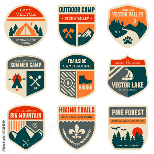 Vector: Retro camp badges Retro camp badges
