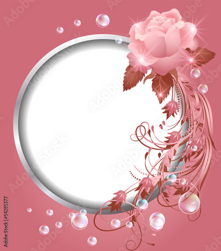 Vector: Round frame and rose Round frame and rose