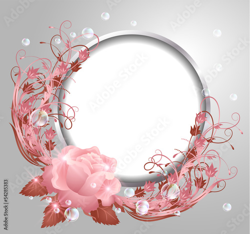 Vector: Round frame and rose Round frame and rose