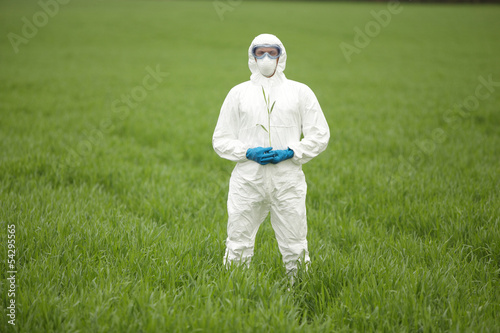 Photo: biotechnology engineer on field of genetically modified crops biotechnology engineer on field of genetically modified crops