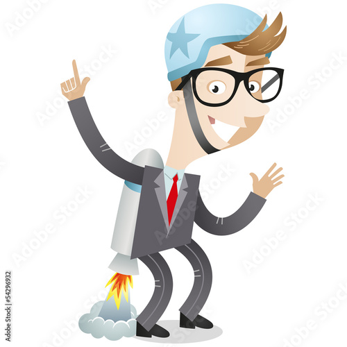Vector: Businessman, jet pack, take-off, start-up, pointing Businessman, jet pack, take-off, start-up, pointing