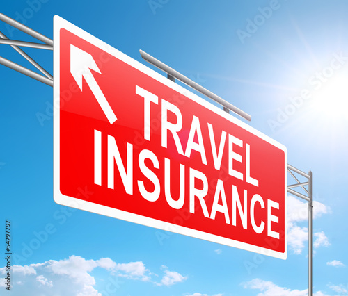 Illustration: Travel insurance sign. Travel insurance sign.