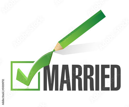 Illustration: selected married with check mark. illustration selected married with check mark. illustration