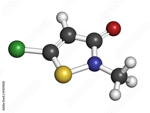 Illustration: Methylchloroisothiazolinone preservative molecule. Methylchloroisothiazolinone preservative molecule.