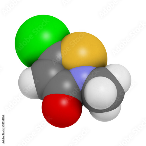 Illustration: Methylchloroisothiazolinone preservative molecule Methylchloroisothiazolinone preservative molecule