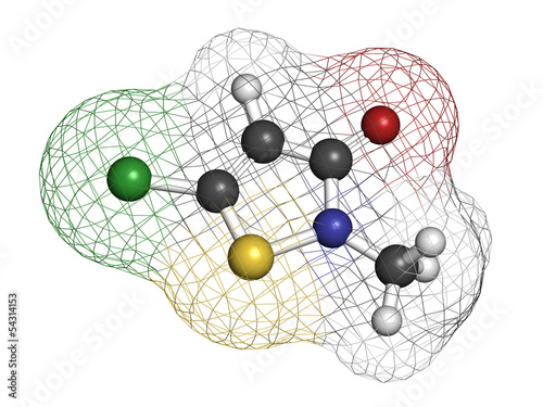 Illustration: Methylchloroisothiazolinone preservative molecule Methylchloroisothiazolinone preservative molecule