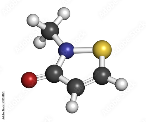 Illustration: Methylisothiazolinone (MIT, MI) preservative molecule Methylisothiazolinone (MIT, MI) preservative molecule