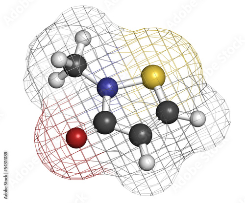 Illustration: Methylisothiazolinone (MIT, MI) preservative molecule Methylisothiazolinone (MIT, MI) preservative molecule