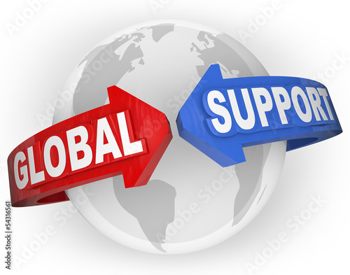 Illustration: Global Support Arrows Around World International Aid Global Support Arrows Around World International Aid