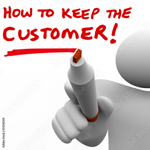 Illustration: Man Writing How to Keep the Customer on Board Man Writing How to Keep the Customer on Board