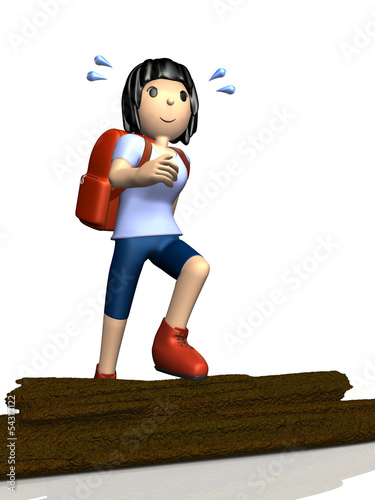 Illustration: She is enjoying trekking. She is enjoying trekking.