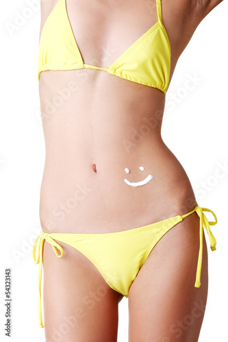 Photo: Sexy summeg girl belly with cream Sexy summeg girl belly with cream