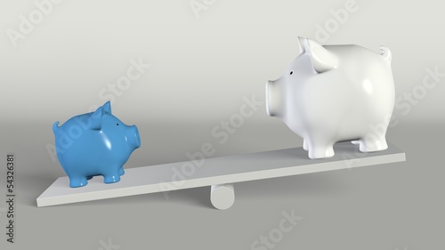 Illustration: Piggy bank - big and small pig on a rocker Piggy bank - big and small pig on a rocker