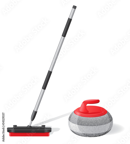 Vector: broom and stone for curling sport game vector illustration broom and stone for curling sport game vector illustration
