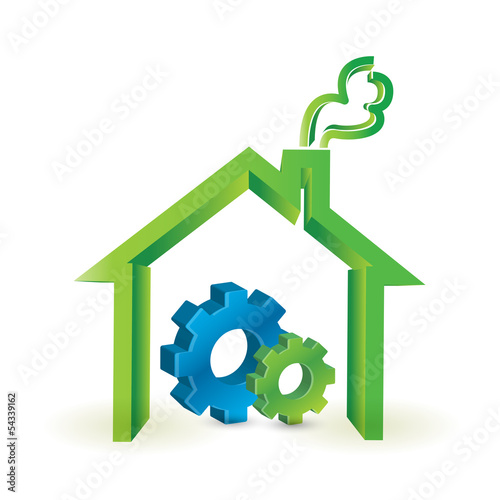 Illustration: house and industrial gears. illustration design house and industrial gears. illustration design