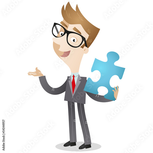 Vector: Businessman, jigsaw puzzle, explaining, solution, teamwork Businessman, jigsaw puzzle, explaining, solution, teamwork