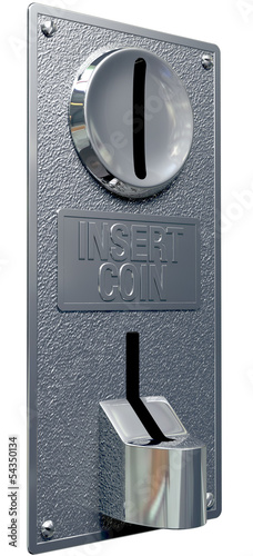 Illustration: Vintage Coin Slot Machine Panel Perspective Vintage Coin Slot Machine Panel Perspective