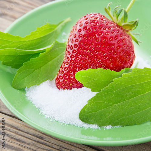 Photo: Stevia - Pulver und Stevia-Blätter Stevia - Pulver und Stevia-Blätter