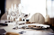 Empty glasses set in restaurant