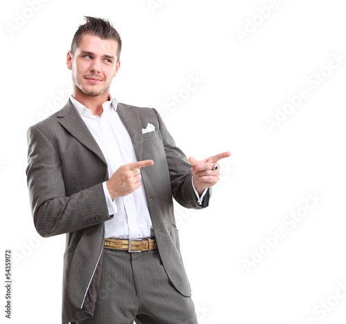 Photo: Happy business man presenting with copy space for your text Happy business man presenting with copy space for your text