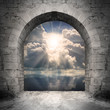 Way to new world. New life concept - light over water. Way to new world. New life concept - light over water.