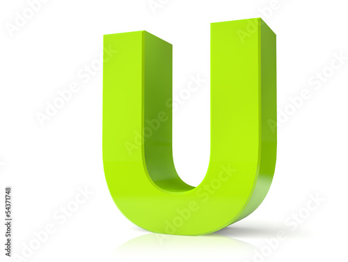 Illustration: 3d green letter - U 3d green letter - U