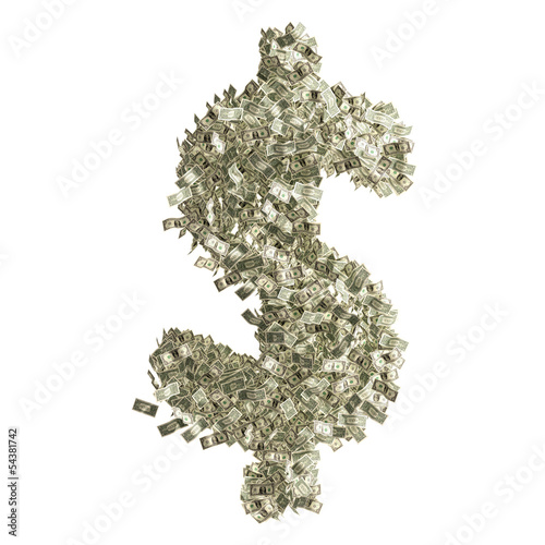 Illustration: Dollarzeichen gebildet aus Dollar Banknoten Dollarzeichen gebildet aus Dollar Banknoten