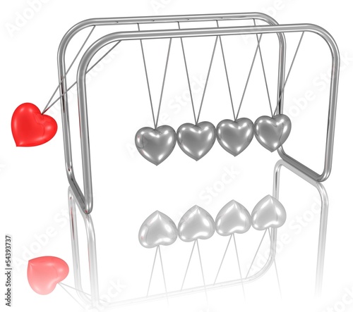 Illustration: Mobile mit Herzen - der Anstoß zur Liebe, Partnerschaft Mobile mit Herzen - der Anstoß zur Liebe, Partnerschaft