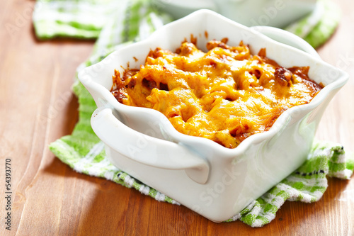 Photo: Gratin with macaroni, meat and cheese Gratin with macaroni, meat and cheese