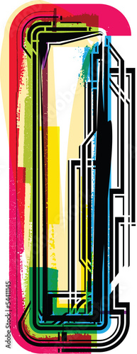 Vector: Colorful Grunge LETTER I Colorful Grunge LETTER I